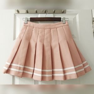Dusty Pink Peach Pleated Mini Tennis Skirt